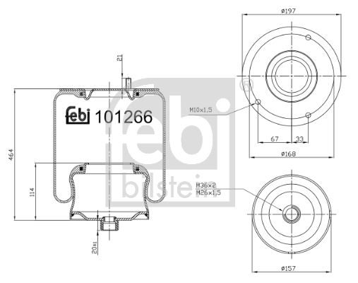 Burduf, suspensie pneumatica 101266 FEBI BILSTEIN
