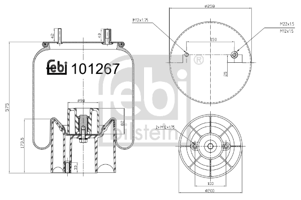 Burduf, suspensie pneumatica 101267 FEBI BILSTEIN