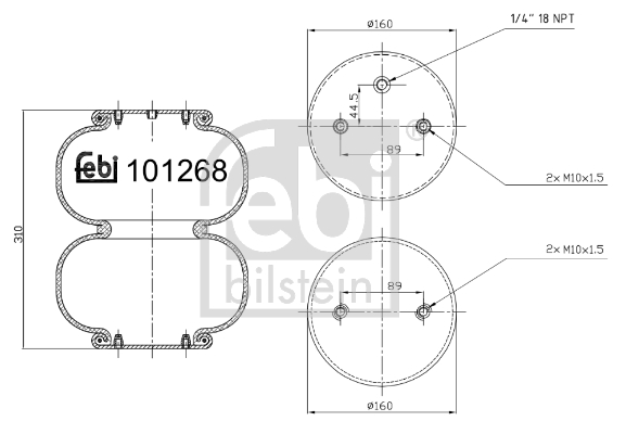 Burduf, suspensie pneumatica 101268 FEBI BILSTEIN