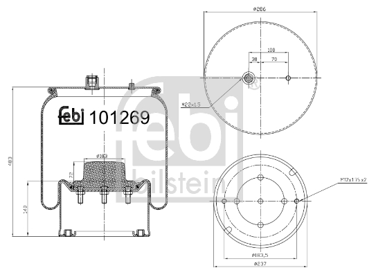 Burduf, suspensie pneumatica 101269 FEBI BILSTEIN