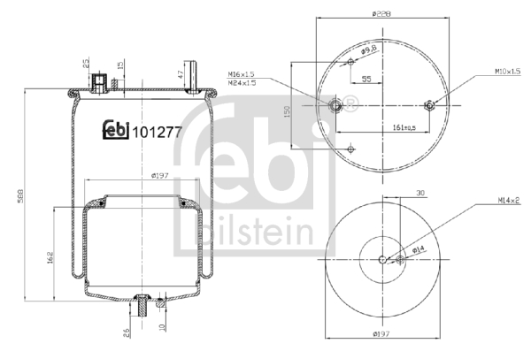 Burduf, suspensie pneumatica 101277 FEBI BILSTEIN