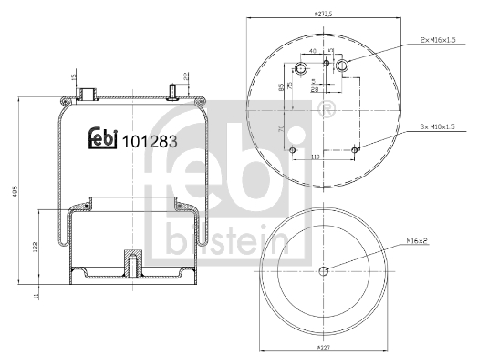 Burduf, suspensie pneumatica 101283 FEBI BILSTEIN