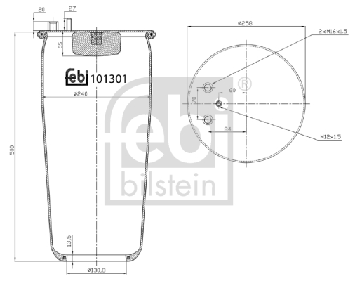 Burduf, suspensie pneumatica 101301 FEBI BILSTEIN