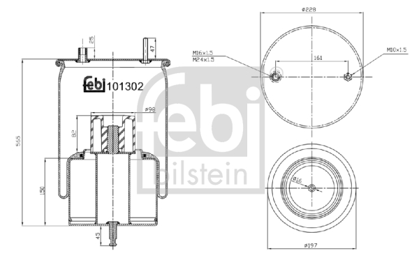 Burduf, suspensie pneumatica 101302 FEBI BILSTEIN