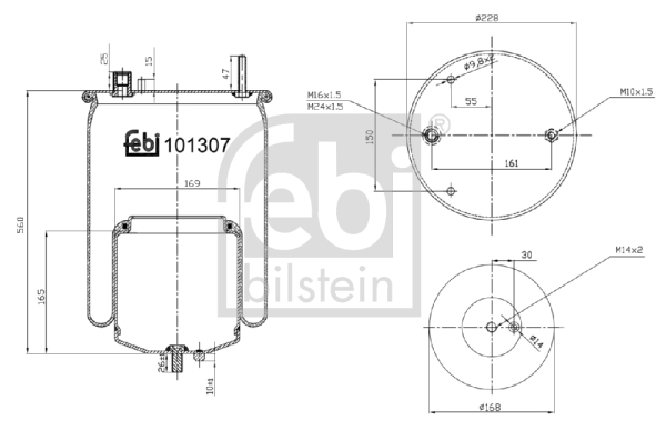 Burduf, suspensie pneumatica 101307 FEBI BILSTEIN