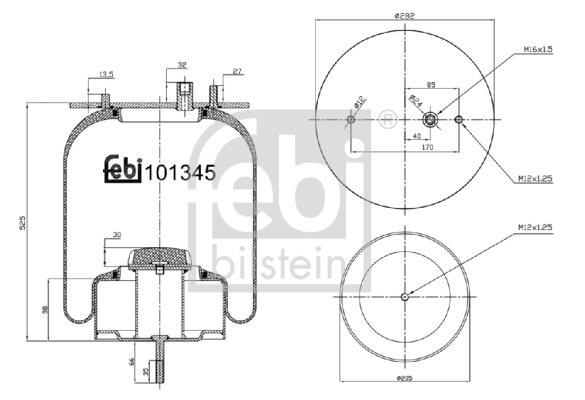 Burduf, suspensie pneumatica 101345 FEBI BILSTEIN