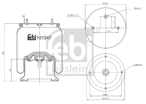 Burduf, suspensie pneumatica 101347 FEBI BILSTEIN