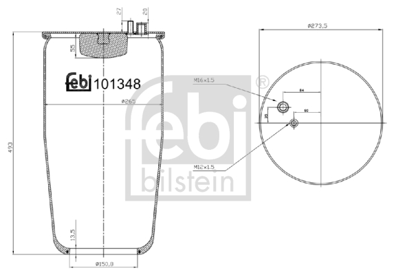 Burduf, suspensie pneumatica 101348 FEBI BILSTEIN