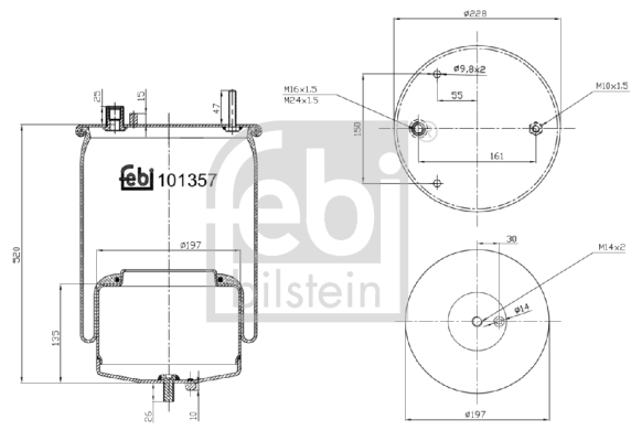 Burduf, suspensie pneumatica 101357 FEBI BILSTEIN