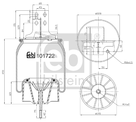 Burduf, suspensie pneumatica 101722 FEBI BILSTEIN