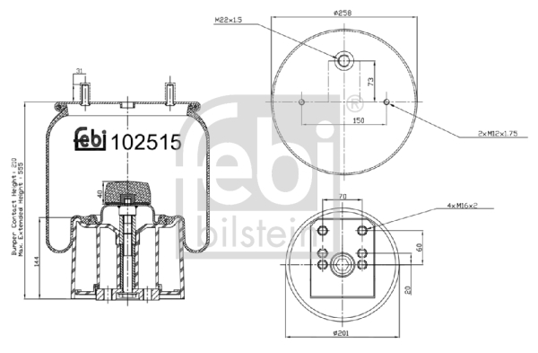 Burduf, suspensie pneumatica 102515 FEBI BILSTEIN