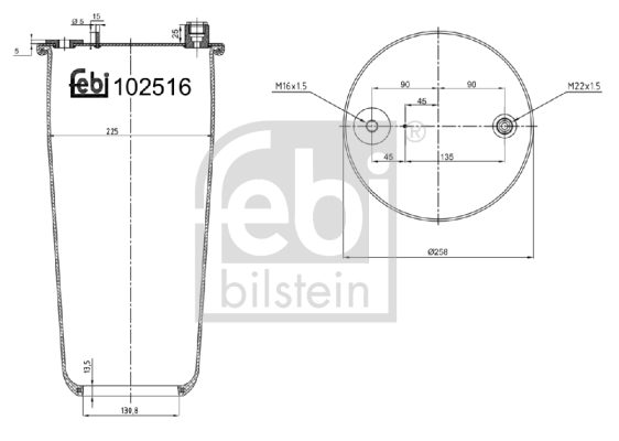 Burduf, suspensie pneumatica 102516 FEBI BILSTEIN