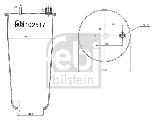 Burduf, suspensie pneumatica 102517 FEBI BILSTEIN