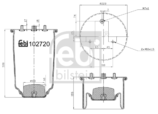 Burduf, suspensie pneumatica 102720 FEBI BILSTEIN