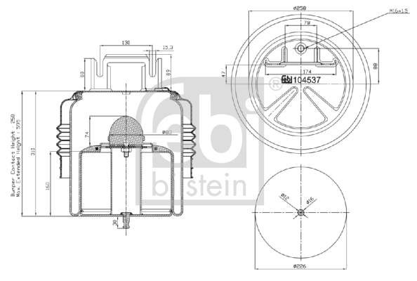 Burduf, suspensie pneumatica 104537 FEBI BILSTEIN