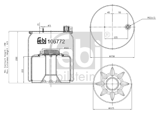 Burduf, suspensie pneumatica 106772 FEBI BILSTEIN