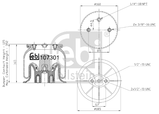 Burduf, suspensie pneumatica 107301 FEBI BILSTEIN