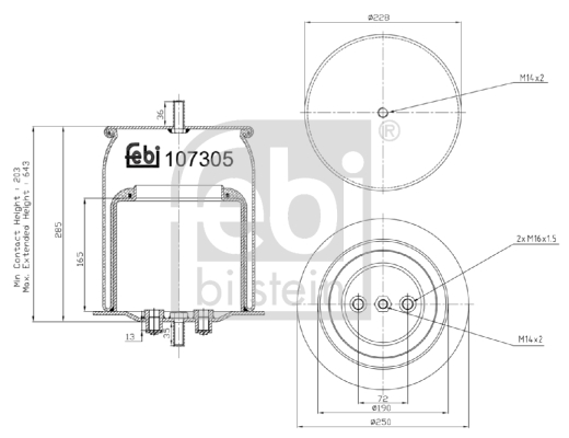 Burduf, suspensie pneumatica 107305 FEBI BILSTEIN