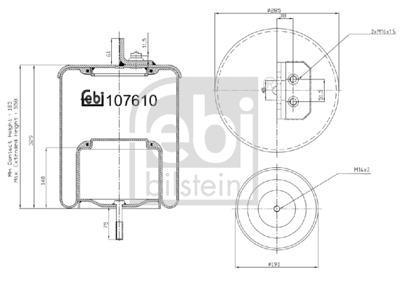 Burduf, suspensie pneumatica 107610 FEBI BILSTEIN