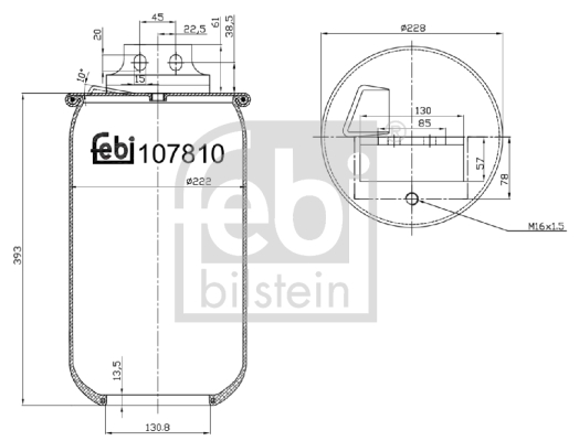 Burduf, suspensie pneumatica 107810 FEBI BILSTEIN