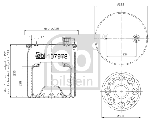 Burduf, suspensie pneumatica 107978 FEBI BILSTEIN