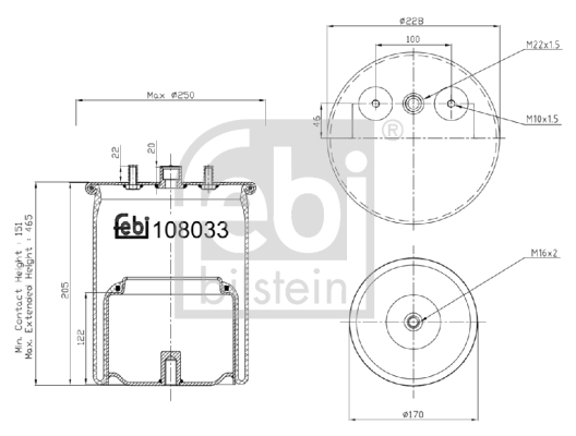 Burduf, suspensie pneumatica 108033 FEBI BILSTEIN