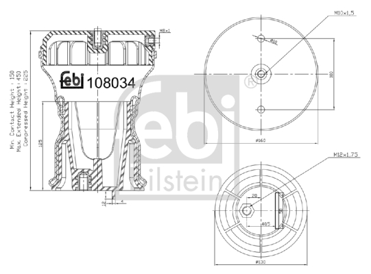 Burduf, suspensie pneumatica 108034 FEBI BILSTEIN