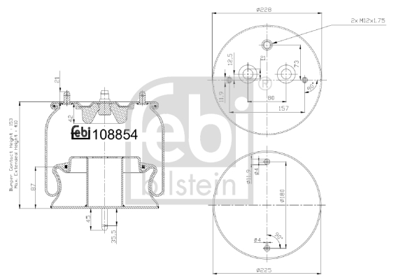 Burduf, suspensie pneumatica 108854 FEBI BILSTEIN