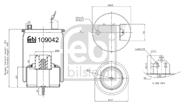 Burduf, suspensie pneumatica 109042 FEBI BILSTEIN