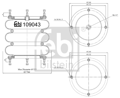 Burduf, suspensie pneumatica 109043 FEBI BILSTEIN