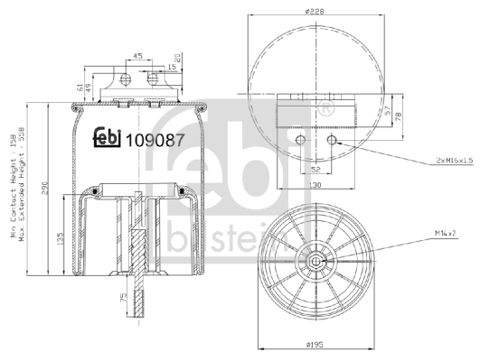 Burduf, suspensie pneumatica 109087 FEBI BILSTEIN