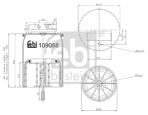 Burduf, suspensie pneumatica 109088 FEBI BILSTEIN