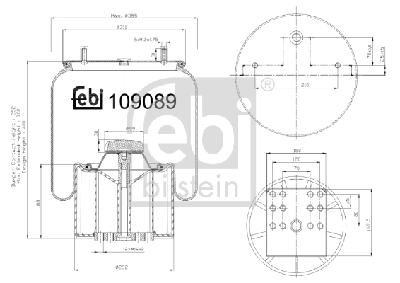 Burduf, suspensie pneumatica 109089 FEBI BILSTEIN