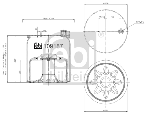 Burduf, suspensie pneumatica 109187 FEBI BILSTEIN