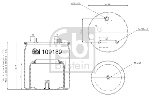 Burduf, suspensie pneumatica 109189 FEBI BILSTEIN