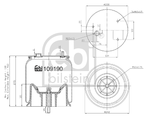 Burduf, suspensie pneumatica 109190 FEBI BILSTEIN