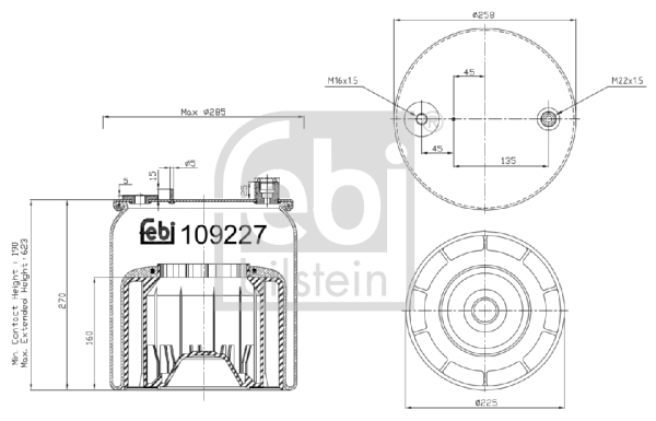 Burduf, suspensie pneumatica 109227 FEBI BILSTEIN