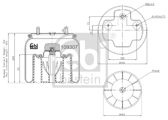 Burduf, suspensie pneumatica 109307 FEBI BILSTEIN