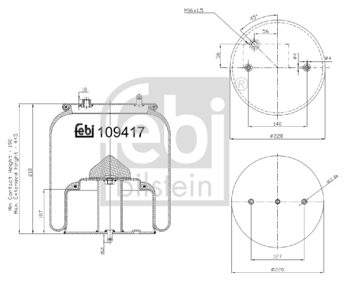 Burduf, suspensie pneumatica 109417 FEBI BILSTEIN