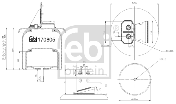 Burduf, suspensie pneumatica 170805 FEBI BILSTEIN