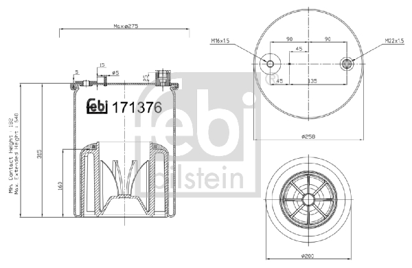 Burduf, suspensie pneumatica 171376 FEBI BILSTEIN