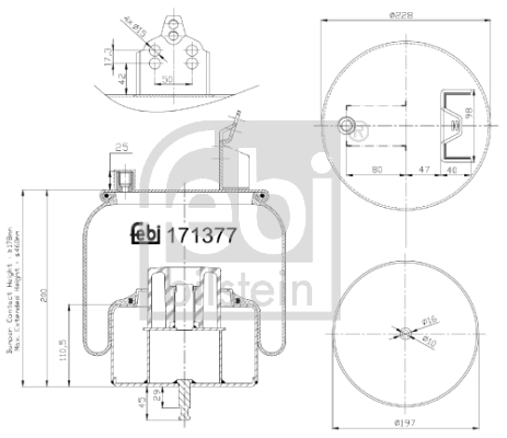 Burduf, suspensie pneumatica 171377 FEBI BILSTEIN