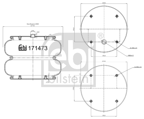 Burduf, suspensie pneumatica 171473 FEBI BILSTEIN