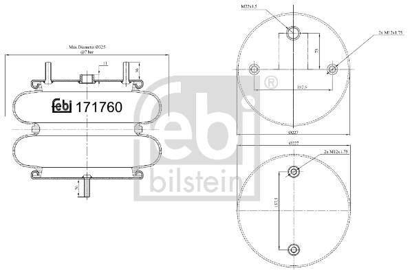 Burduf, suspensie pneumatica 171760 FEBI BILSTEIN