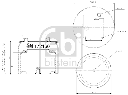 Burduf, suspensie pneumatica 172160 FEBI BILSTEIN