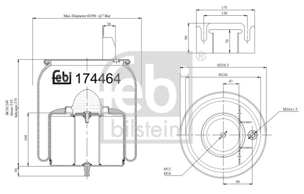 Burduf, suspensie pneumatica 174464 FEBI BILSTEIN