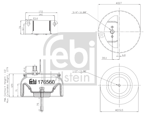Burduf, suspensie pneumatica 176560 FEBI BILSTEIN