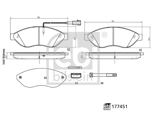 Set placute frana,frana disc 177451 FEBI BILSTEIN