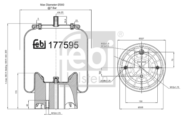 Burduf, suspensie pneumatica 177595 FEBI BILSTEIN