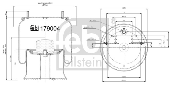 Burduf, suspensie pneumatica 179004 FEBI BILSTEIN